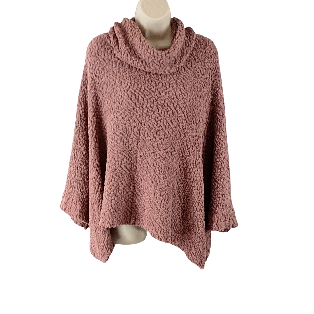 Hippie Rose Plush Cowl Poncho Sweater - Dusty Rose - Picture 1 of 9